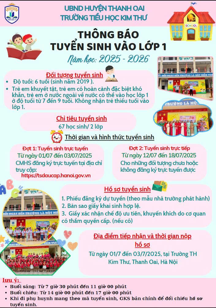 Thông báo tuyển sinh năm học 2025-2025